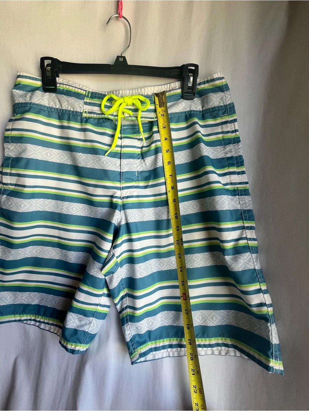American Eagle Outfitters Blue, Teal & Lime Striped Swim Shorts